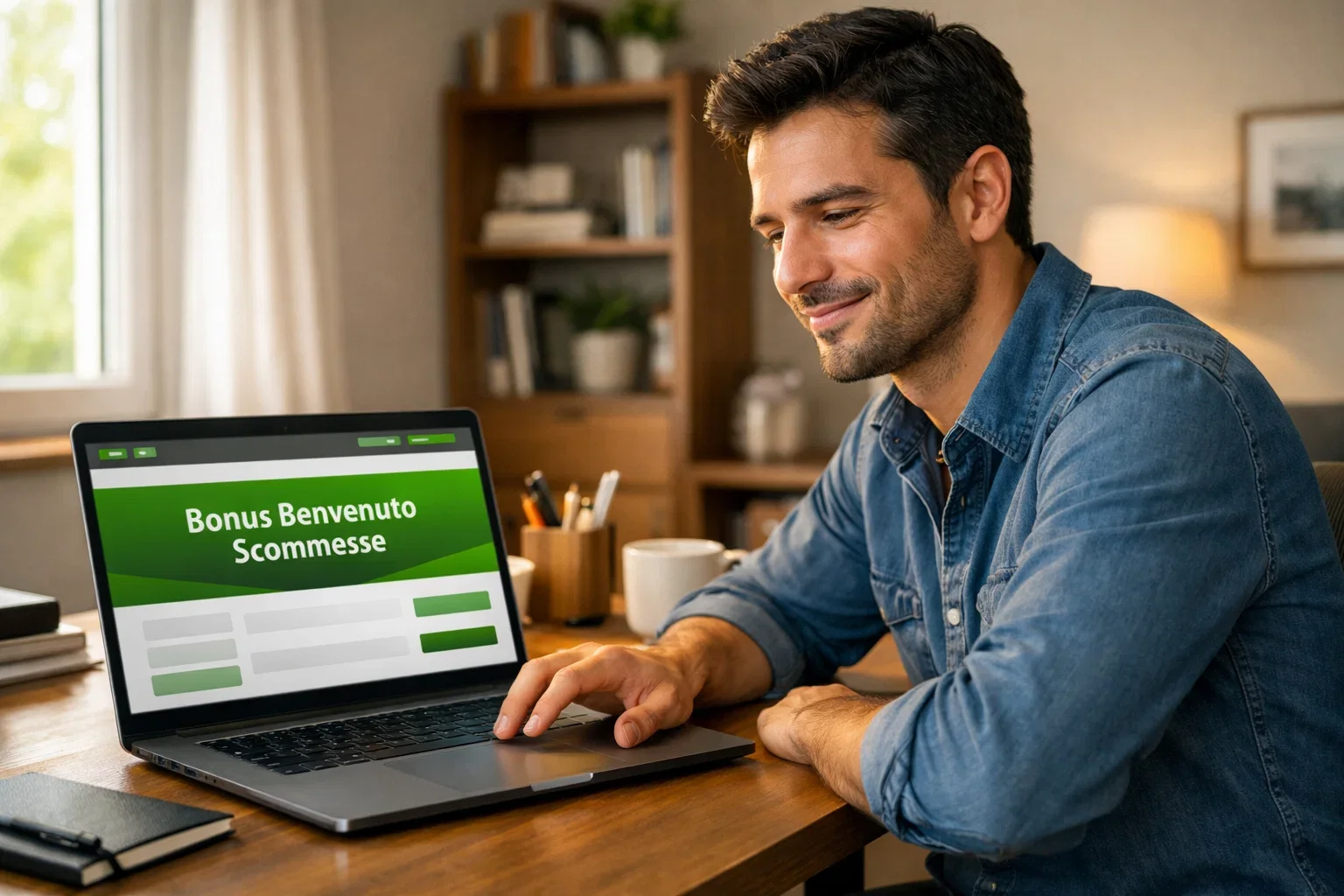 Persona che festeggia davanti allo schermo con scommesse sportive