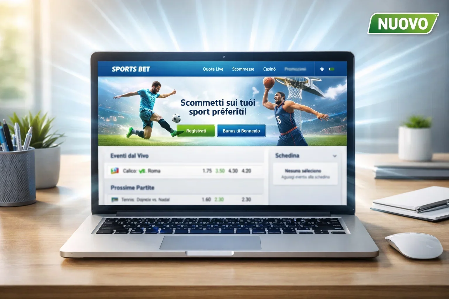 Nuovo sito scommesse che si apre su laptop moderno