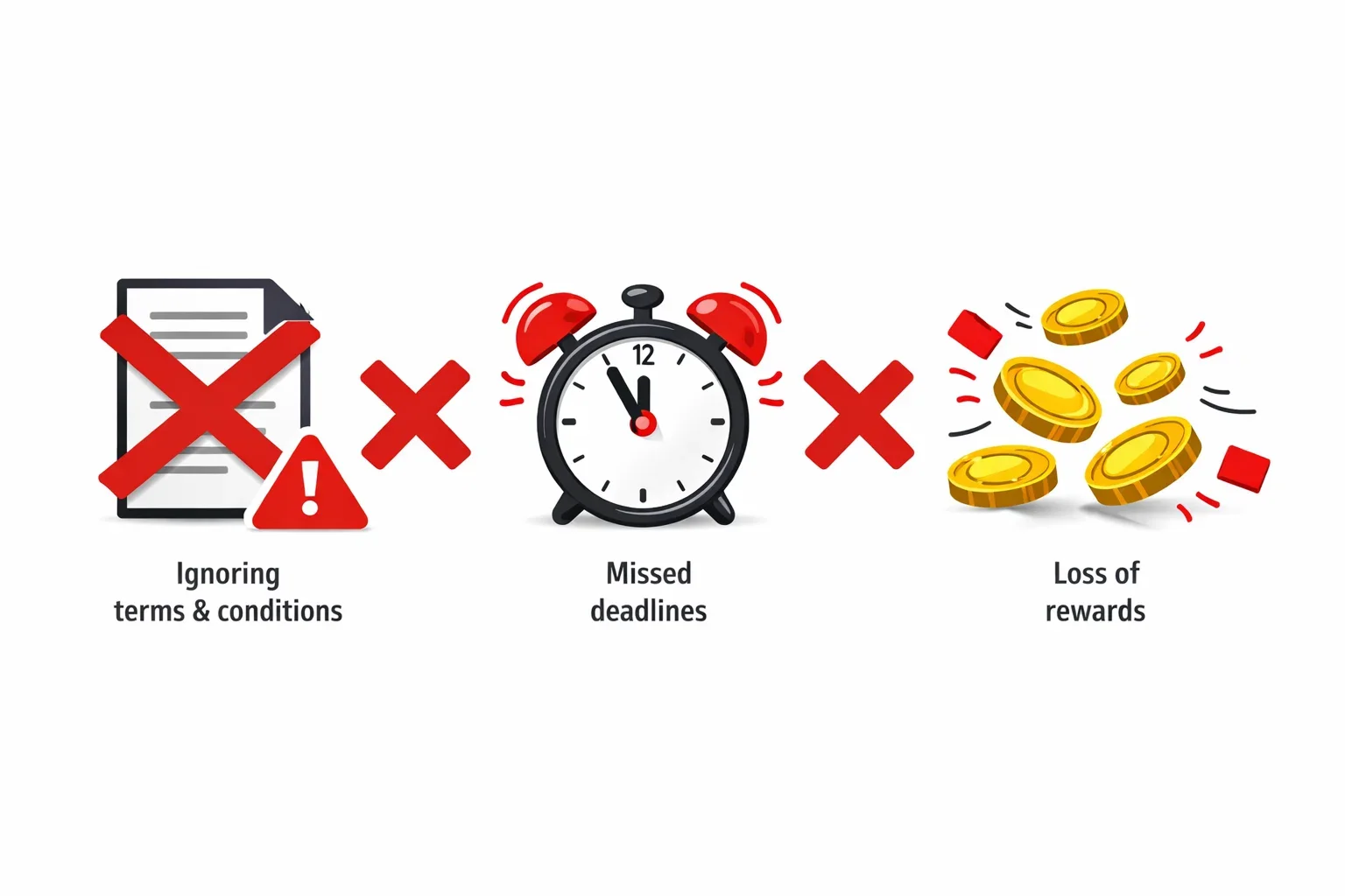 Simboli di avvertimento su errori comuni nelle scommesse