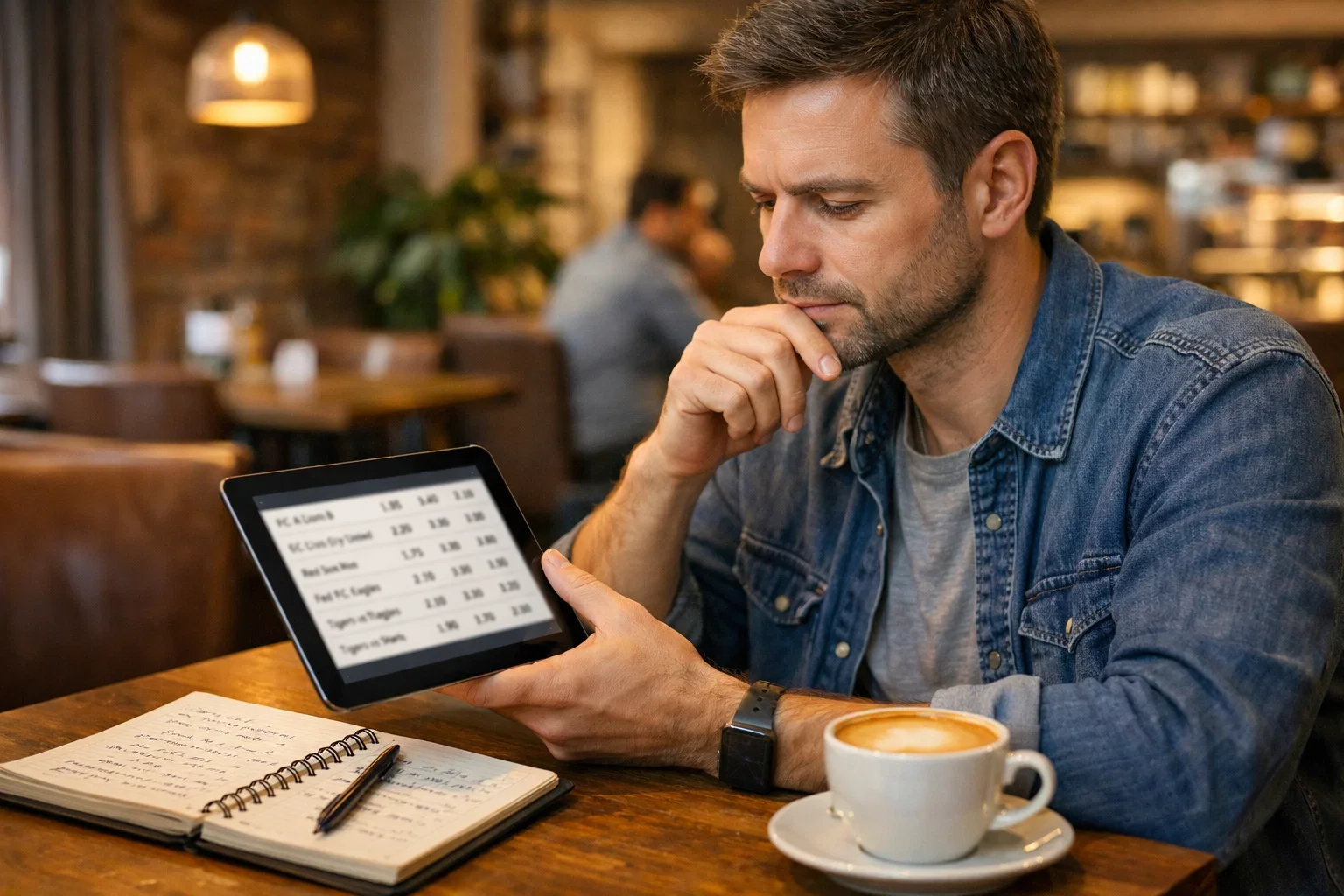 Persona che analizza quote sportive su tablet