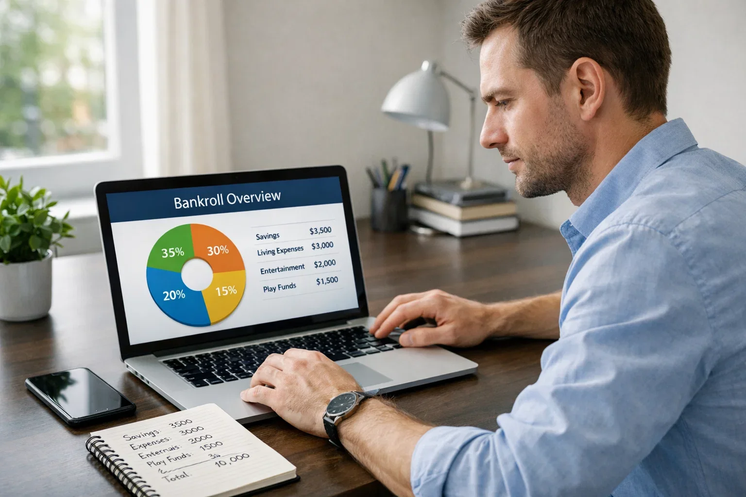 Persona che gestisce il budget scommesse su laptop con grafici