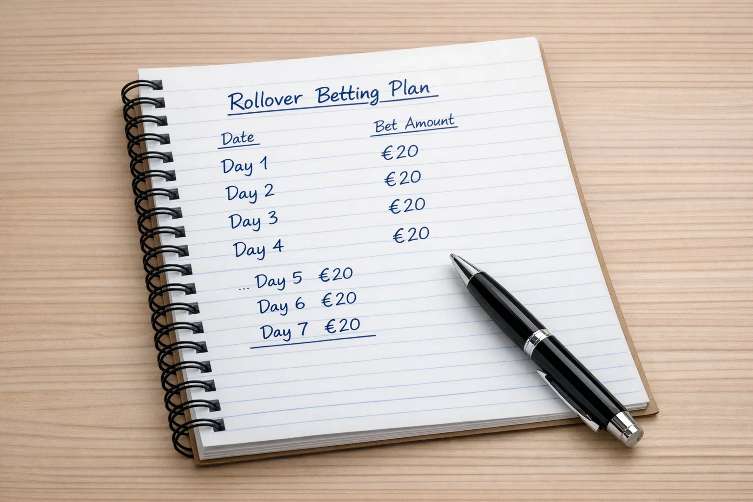 Piano di puntate con importi costanti annotati