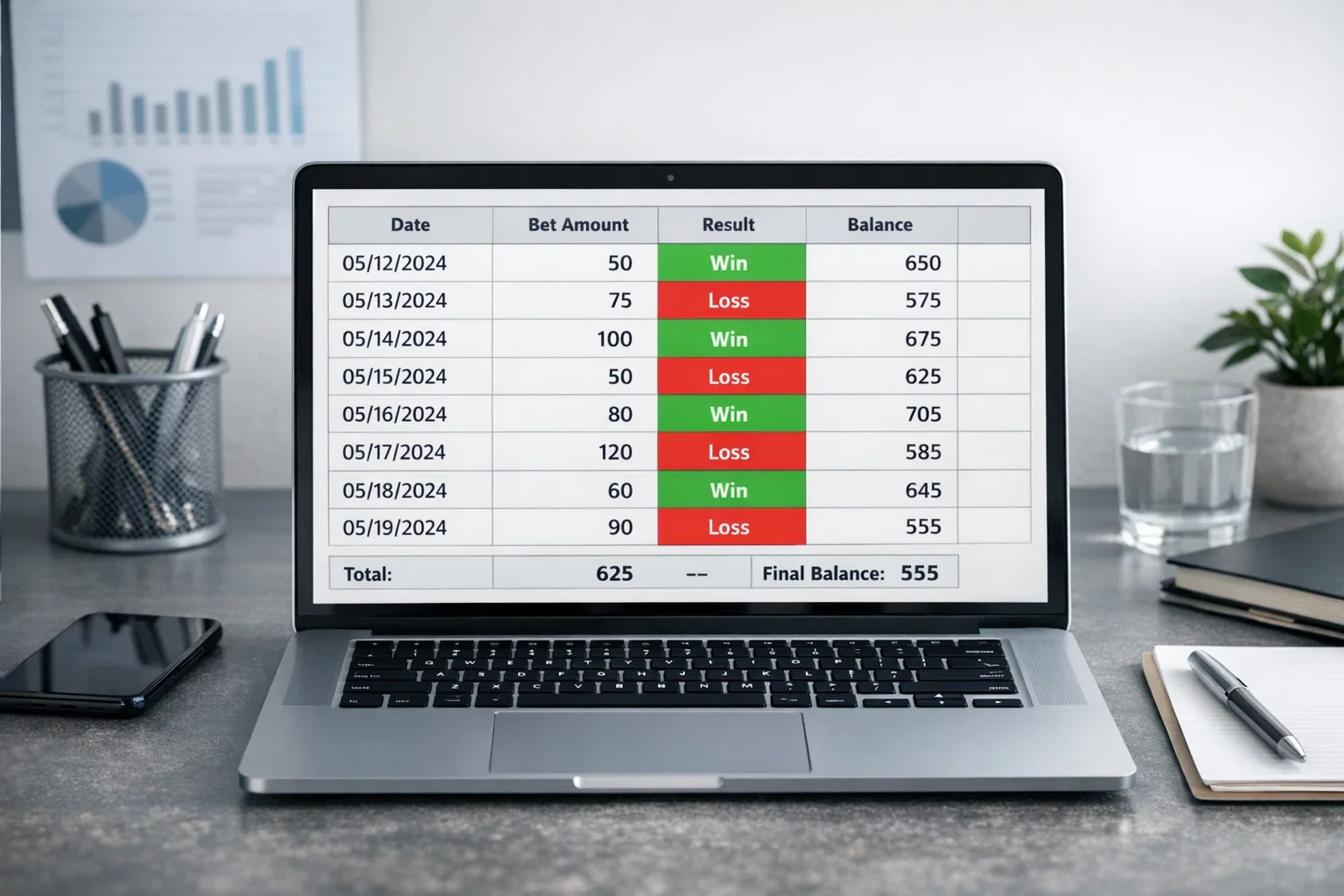 Foglio di calcolo con dati di scommesse e bonus