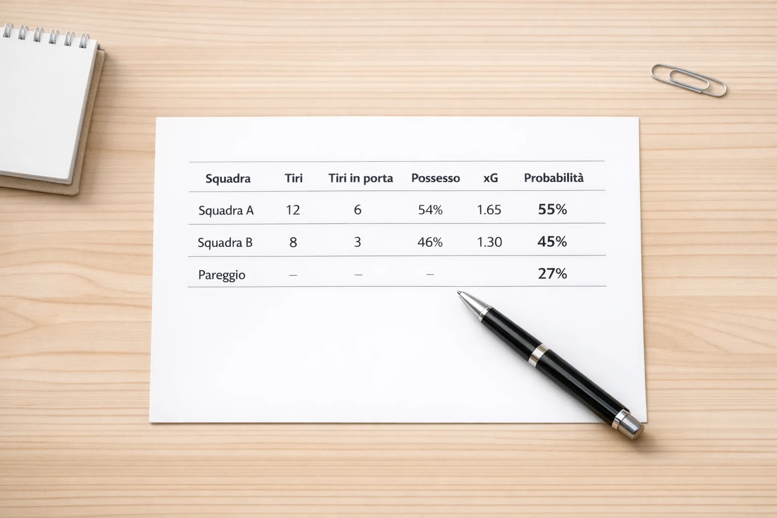 Documento con statistiche e percentuali per analisi