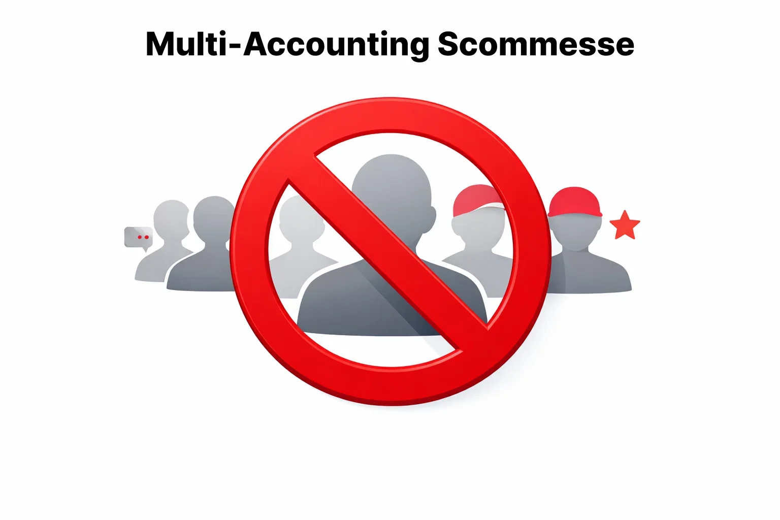 Simbolo di divieto su icone di account multipli