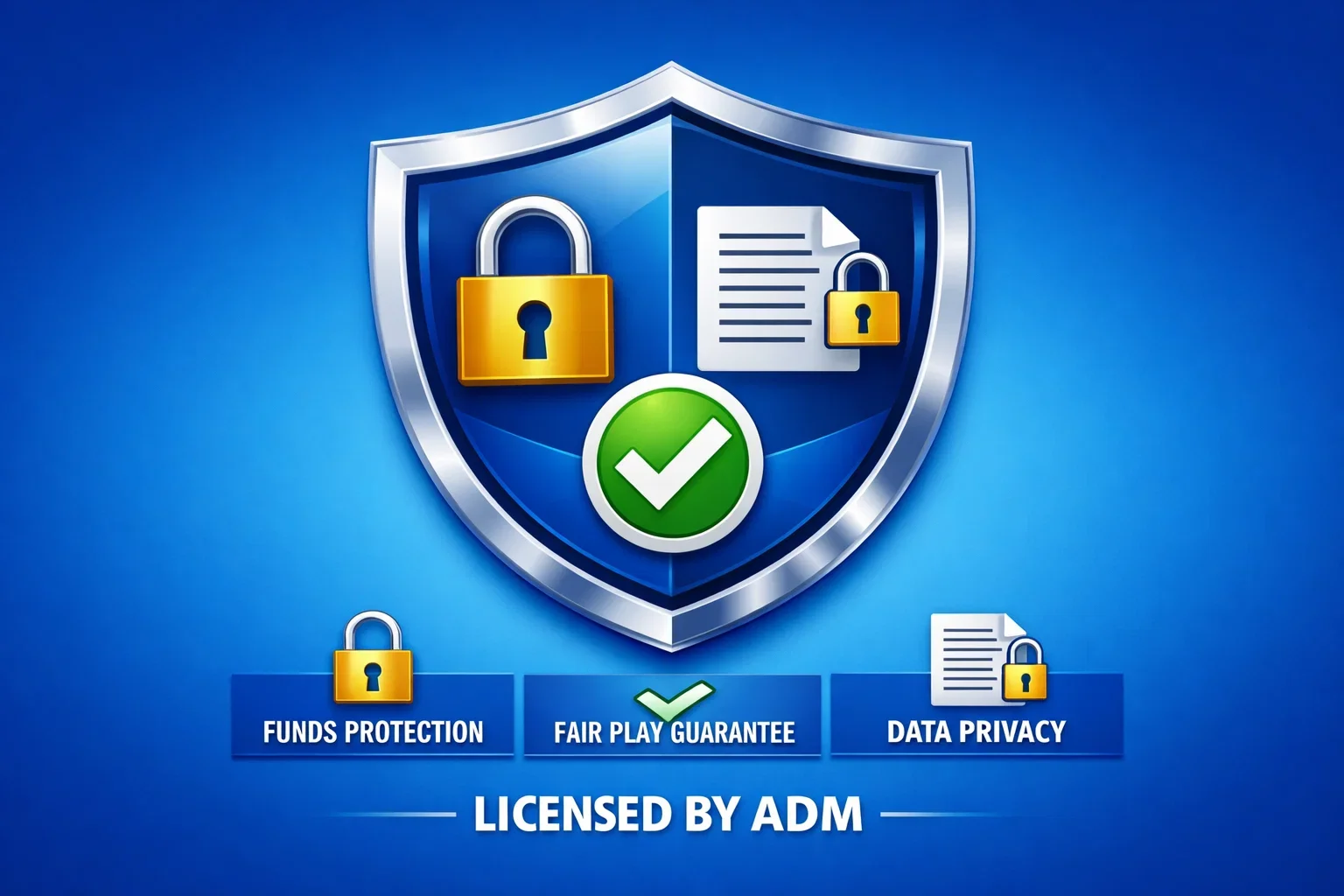 Scudo protettivo con simboli di sicurezza fondi