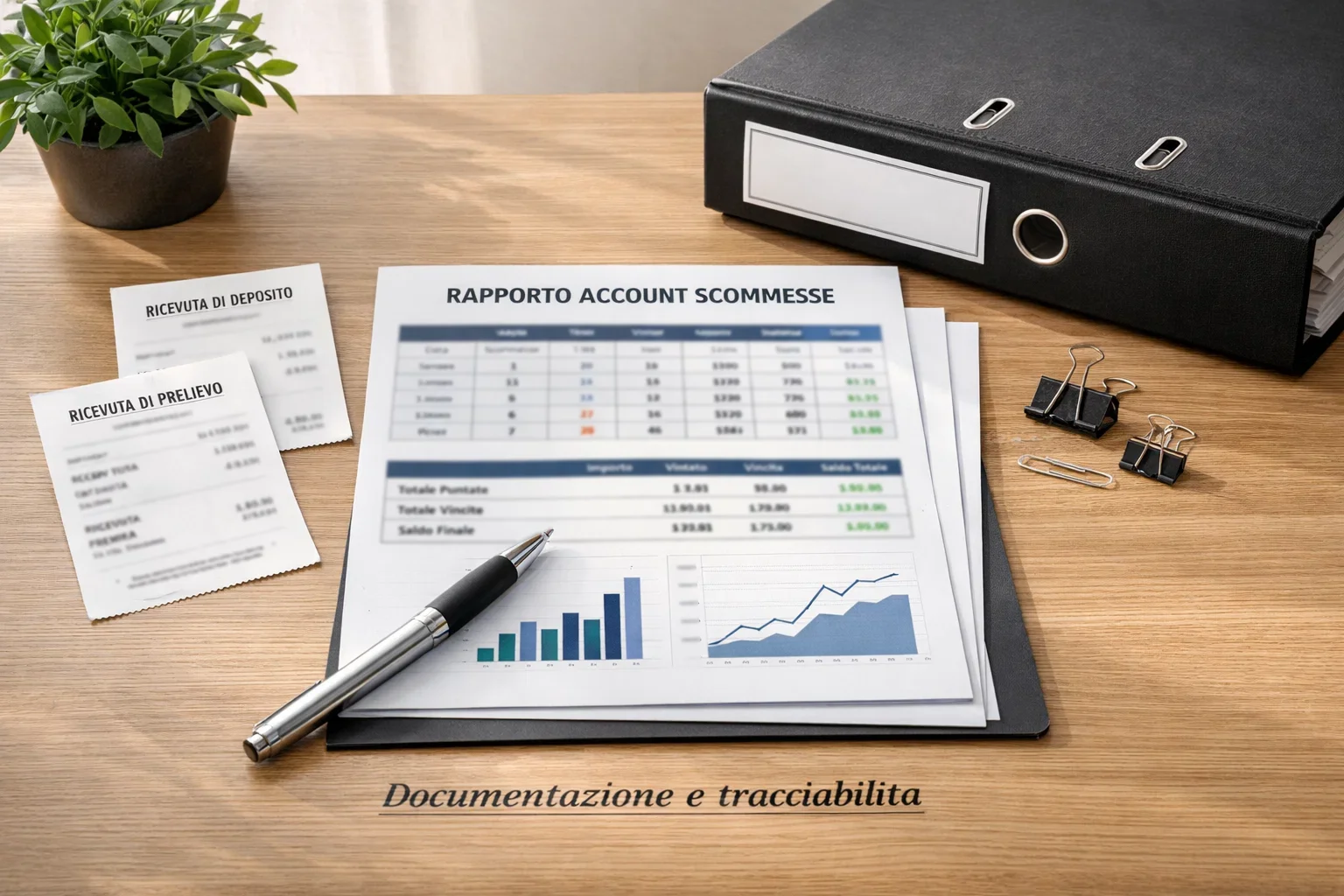 Estratto conto gioco e ricevute per documentazione