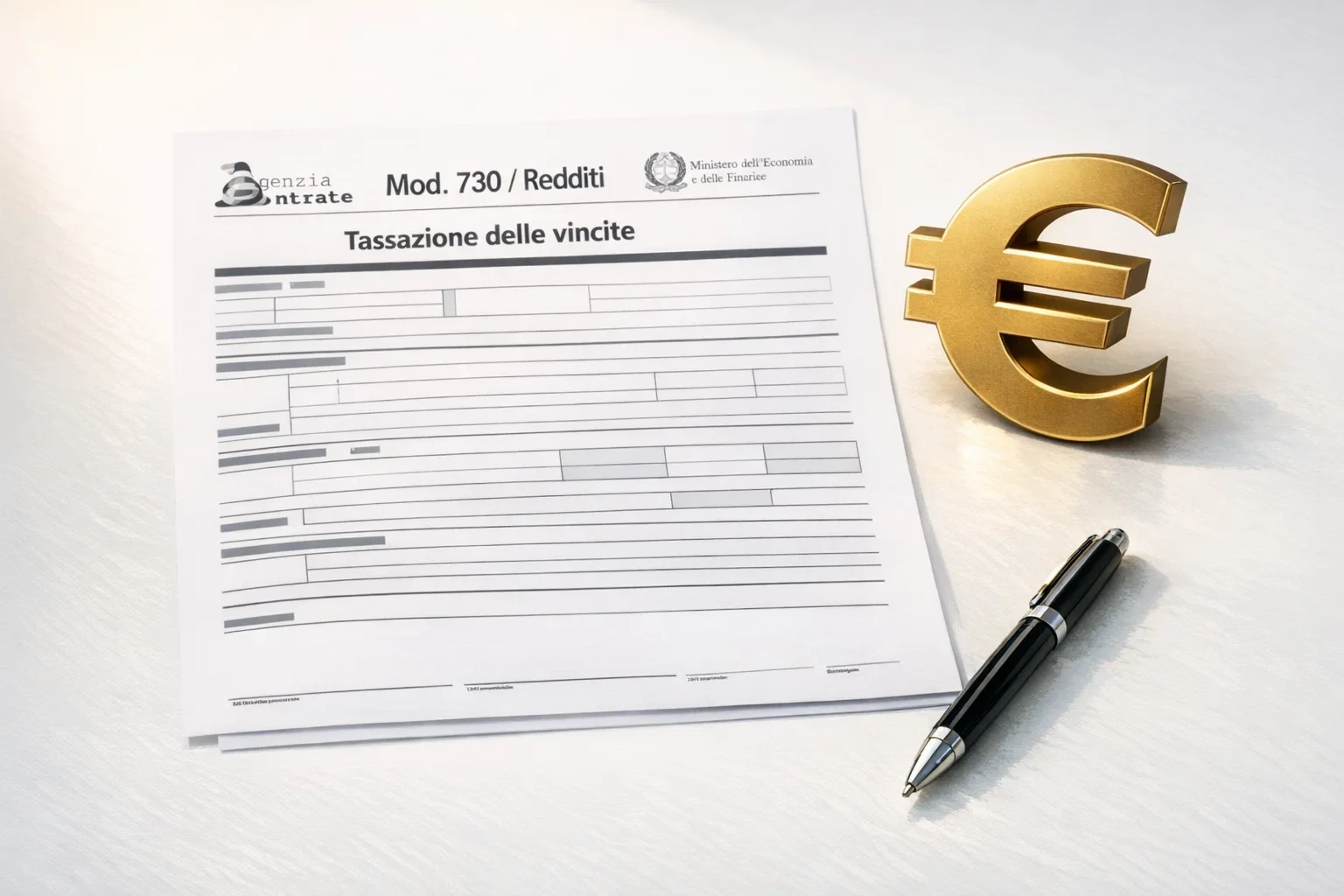 Documento fiscale italiano con simbolo euro