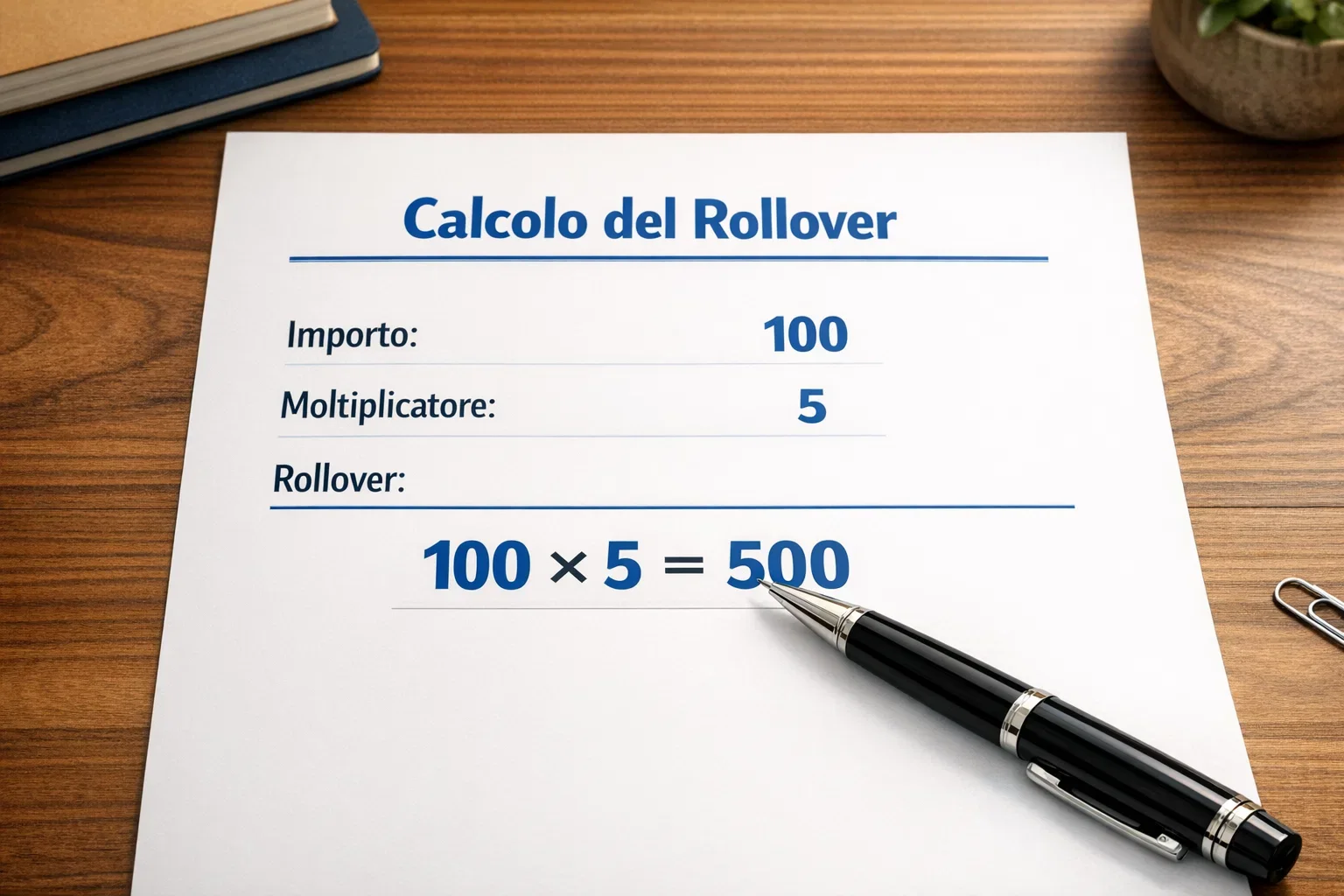 Documento con formula di calcolo del rollover bonus