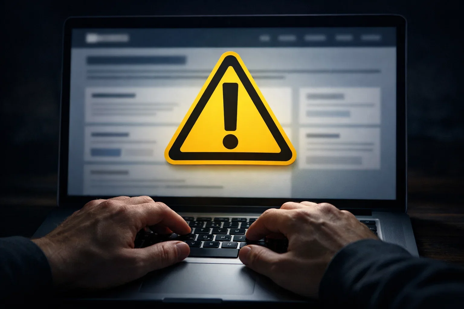 Segnale di avvertimento su schermo computer